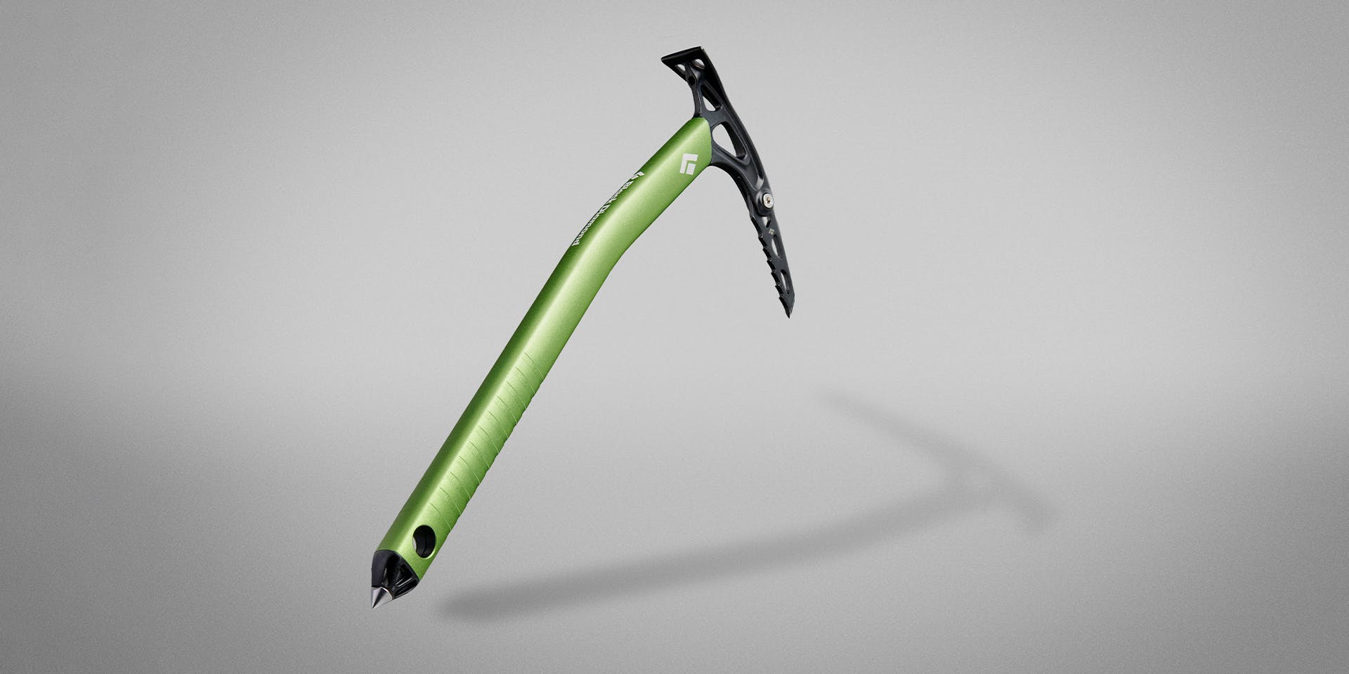 A studio image of the black diamond venom ice axe