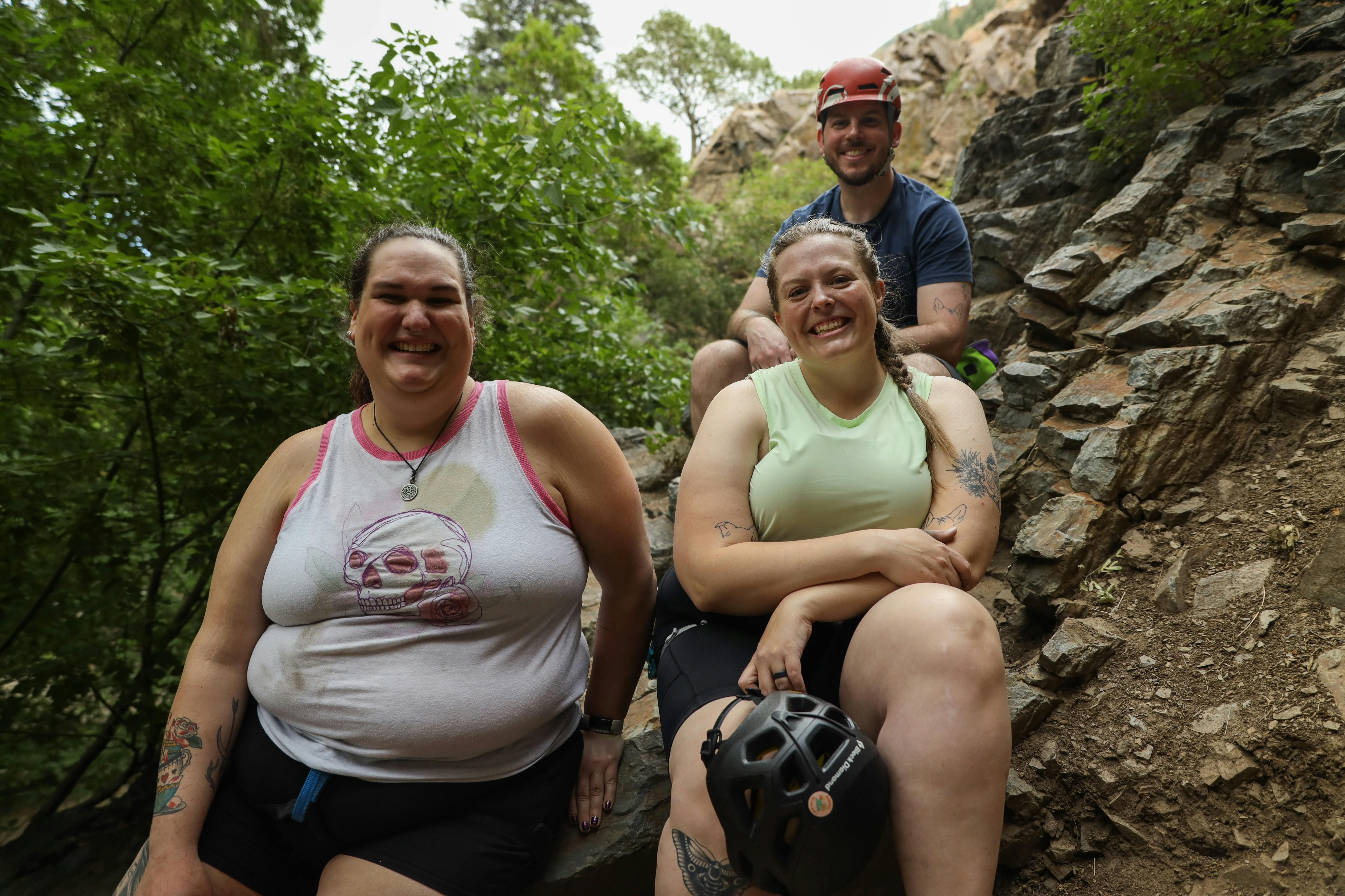 Three climbers a part of Fat Senders.