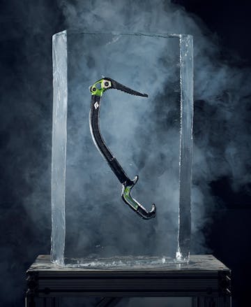 The Hydra Ice Tool frozen in an ice block.