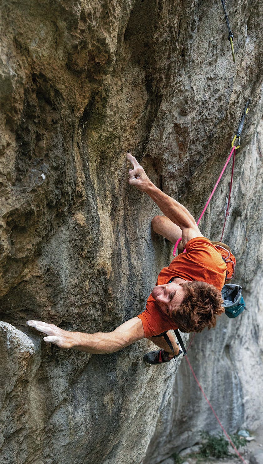 BD athlete Seb flashing a route. 