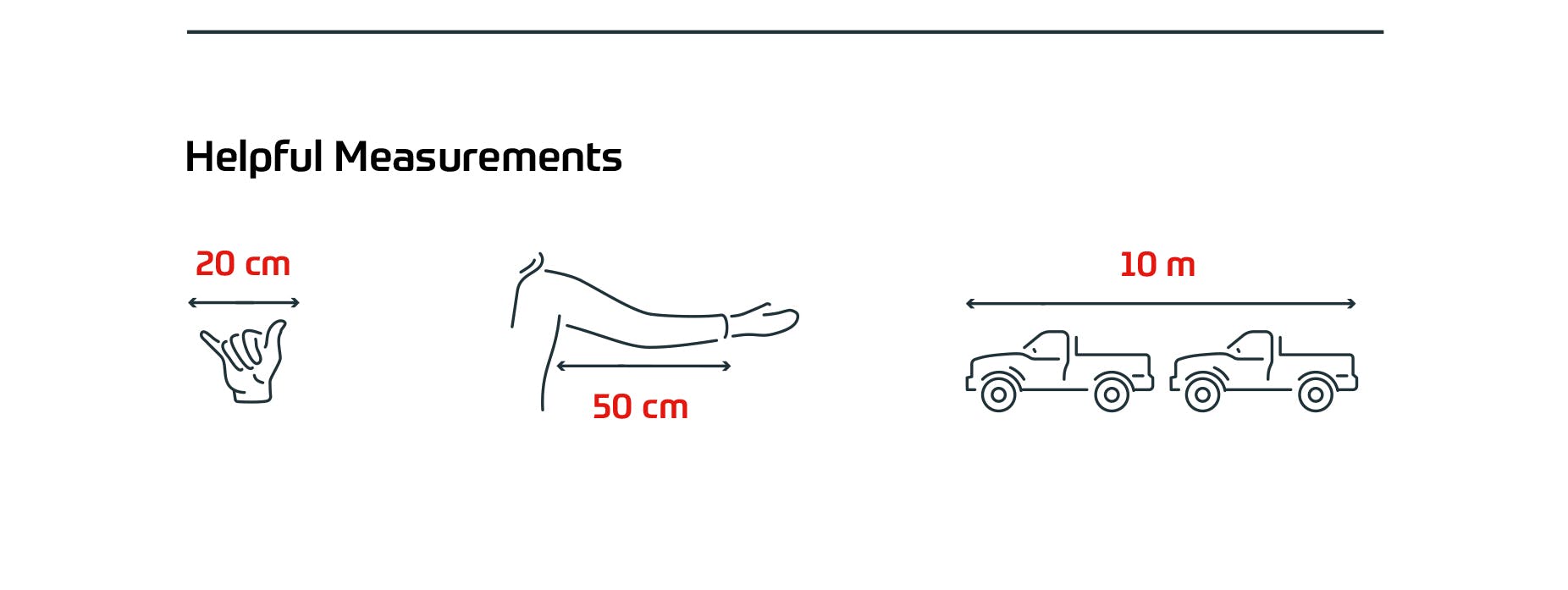 Graphics that displays helpful measurements.